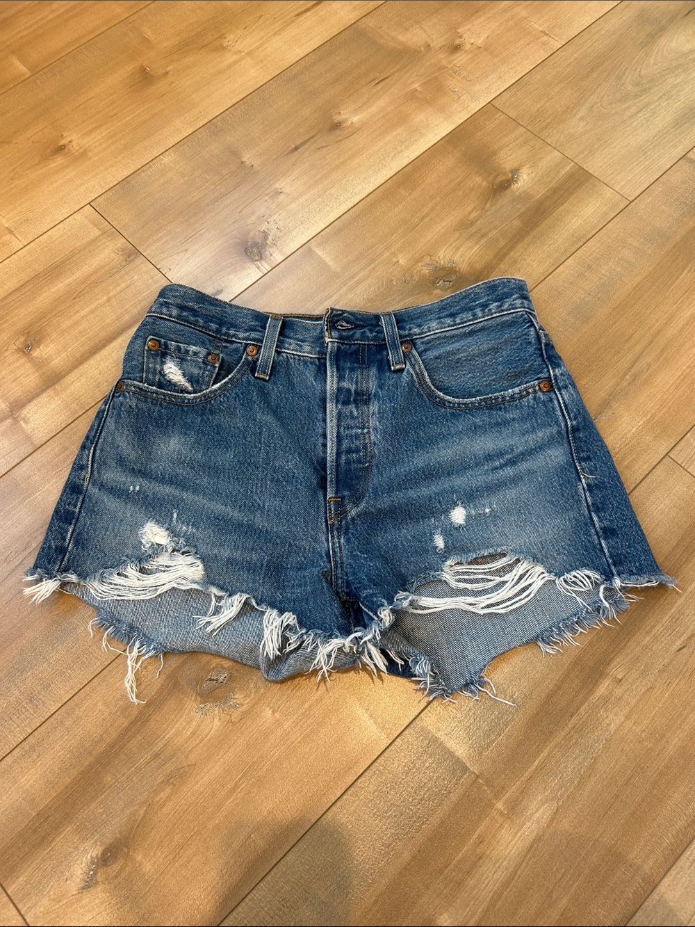 Levi's Distressed Cutoff Denim Shorts - Blue
